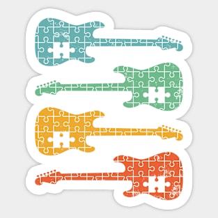 S-Style Electric Guitar Puzzle Cool Retro Colors Sticker
